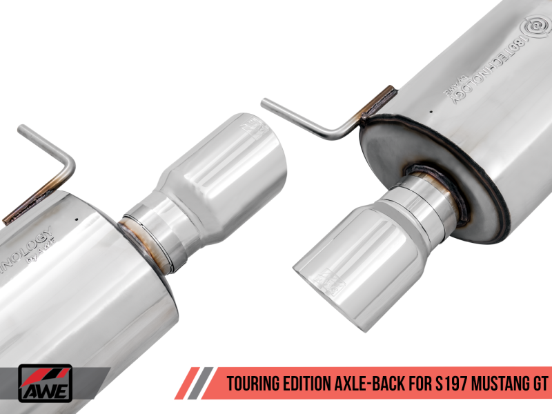 AWE Tuning S197 Mustang GT Axle-back Exhaust - Touring Edition (Chrome Silver Tips)