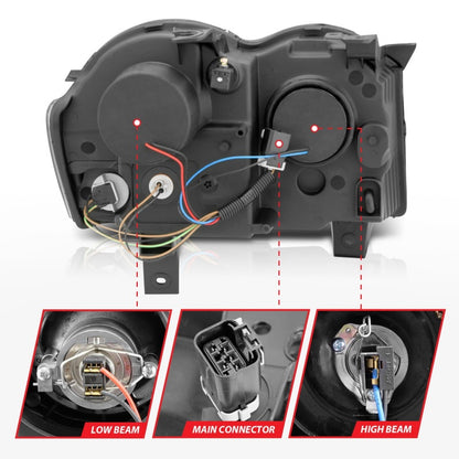 ANZO 2008-2010 Jeep Grand Cherokee Projetor Faróis c/ Halo Black (CCFL)