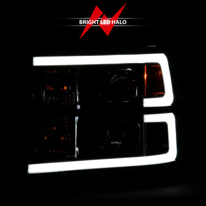 Projetor ANZO 2007-2013 Gmc Sierra 1500 Farol Estilo Plank Preto com Lente Transparente Âmbar