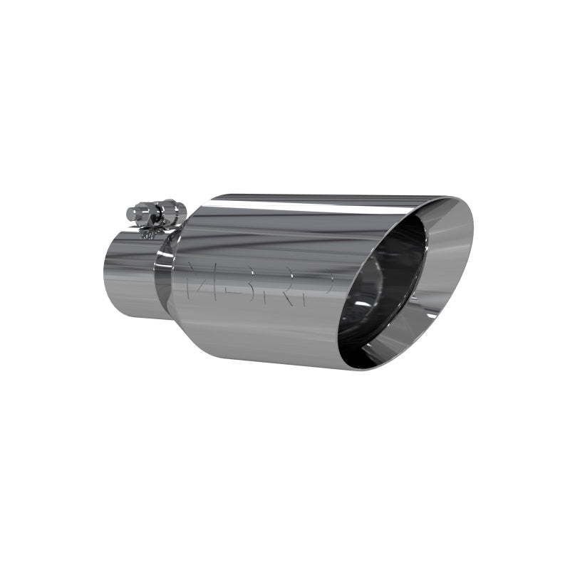 MBRP Punta universal 4.5 OD Pared doble Extremo enrollado en ángulo 2.5 Entrada 12 pulgadas de longitud - T304