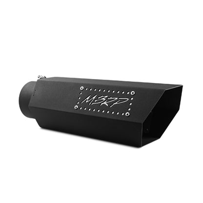 MBRP Punta hexagonal universal Entrada de 4 pulgadas Longitud de 16 pulgadas con logotipo - Revestimiento negro