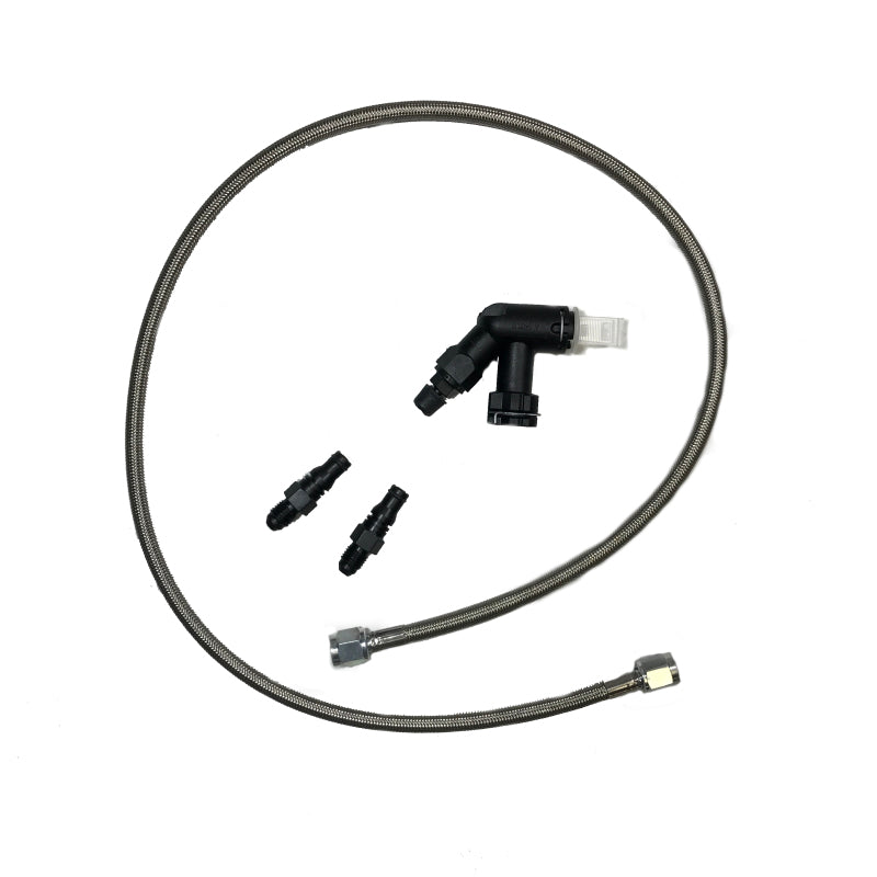 McLeod Line Assy Mustang 2005-Up 36in con accesorios de clip de alambre macho y purgador de codo