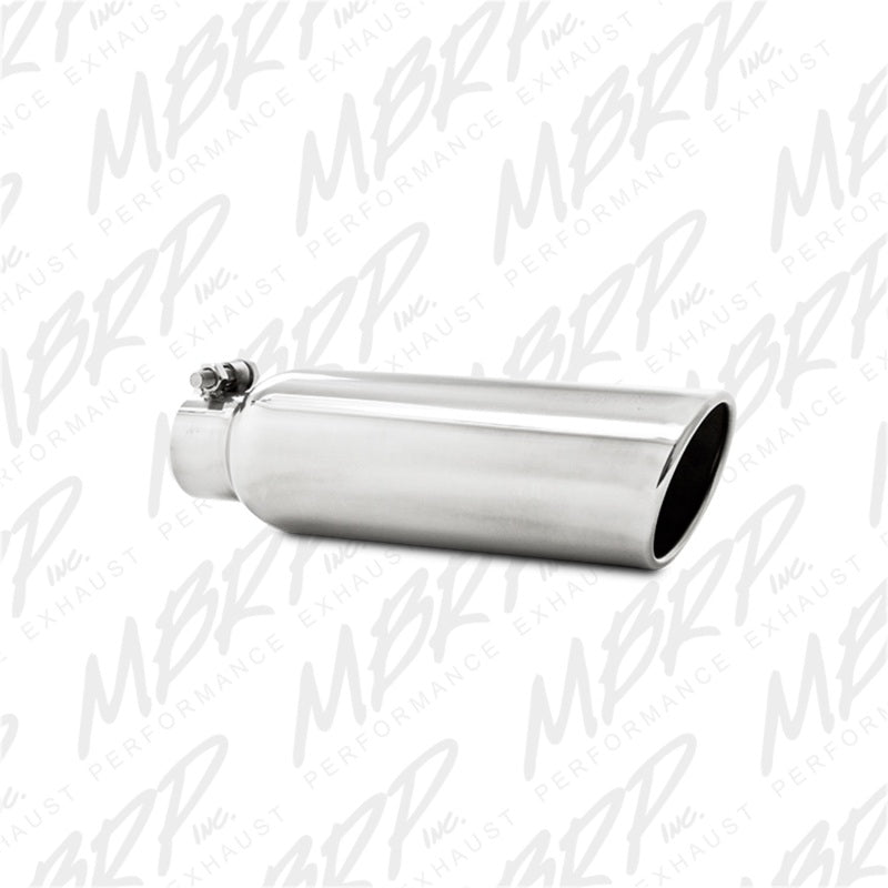 MBRP Punta universal 3,5 pulg. DE 2,25 pulg. Entrada 12 pulg. L Corte en ángulo Extremo enrollado Sin abrazadera Sin soldadura T304