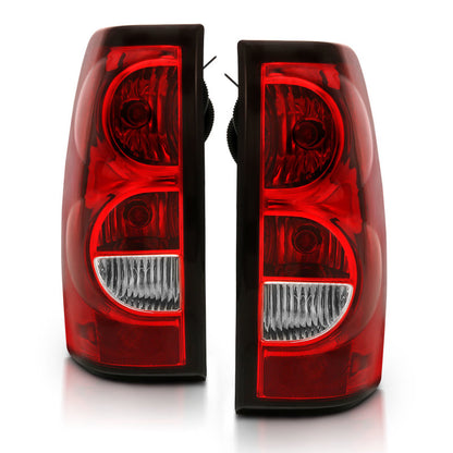 ANZO 2004-2007 Chevy Silverado Lanterna traseira vermelha/lente transparente com acabamento preto (substituição OE)