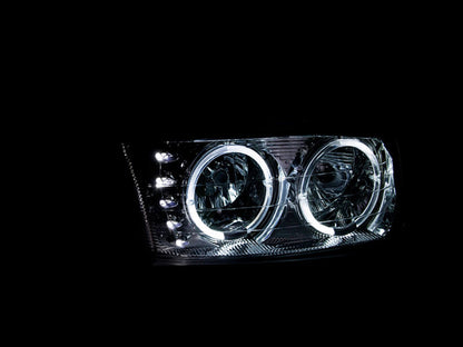 ANZO 1999-2006 Gmc Sierra 1500 Faróis de cristal com halo e LED cromado