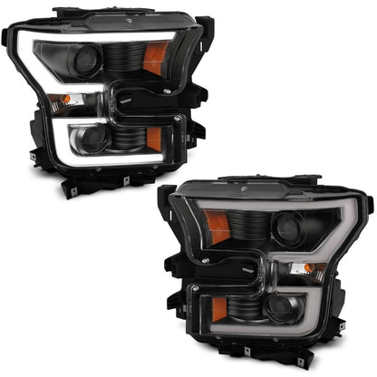 ANZO 2015-2017 Ford F-150 Projetor Faróis com Plank Style Switchback Preto c/ Âmbar