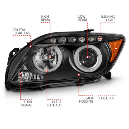 ANZO 2005-2010 Scion Tc Projetor Faróis com Halo Preto (CCFL)