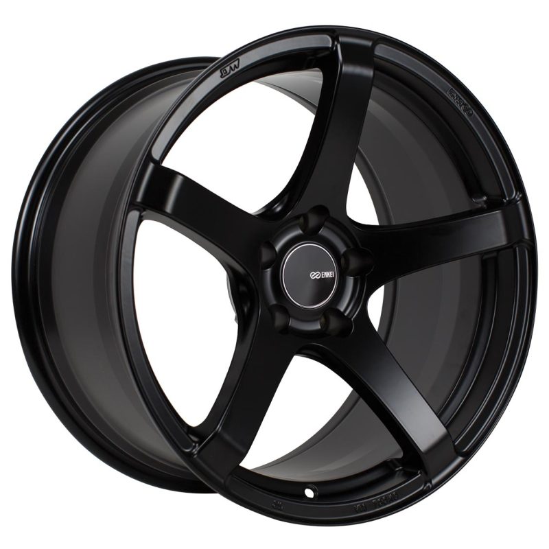 Enkei Kojin 18x9.5 15mm Offset 5x114.3 Patrón de pernos 72.6mm Bore Dia Rueda negra mate