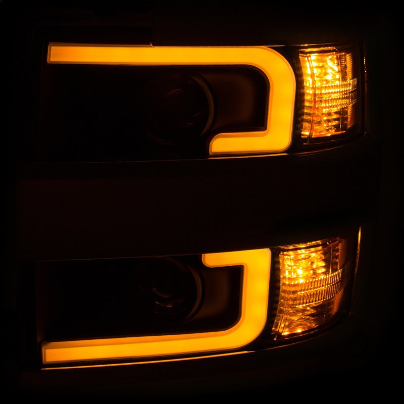 Faróis projetores ANZO 15-17 Chevrolet Silverado 2500HD / 3500HD preto com aro cromado