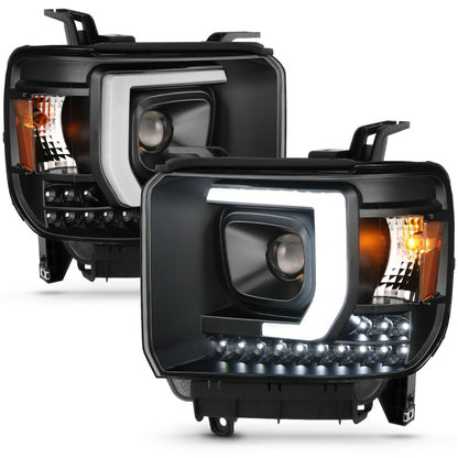 ANZO 2014-2015 Gmc Sierra 1500HD projetor estilo prancha farol preto com drl
