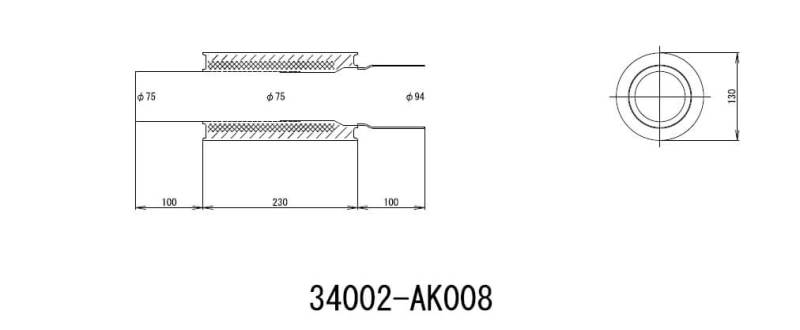 HKS UNIVERSAL EX H/M SUS 130-75 (MOQ: 8 piezas)