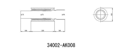 HKS UNIVERSAL EX H/M SUS 130-75 (MOQ: 8 piezas)
