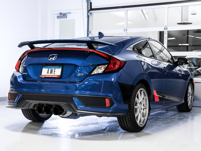 Escape AWE Tuning 2016+ Honda Civic Si Touring Edition com tubo dianteiro e ponteiras pretas Triple Diamond