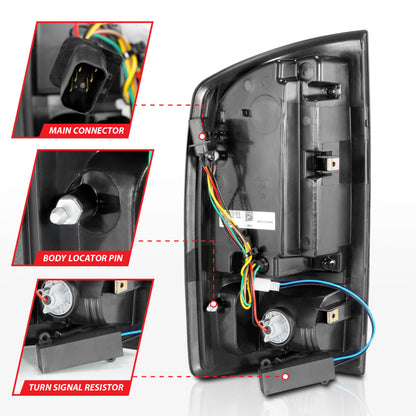 ANZO 2002-2006 Dodge Ram 1500 luces traseras LED con barra de luz carcasa negra lente ahumada