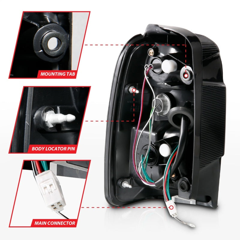 ANZO 2001-2002 Toyota 4 Runner LED lanternas traseiras pretas