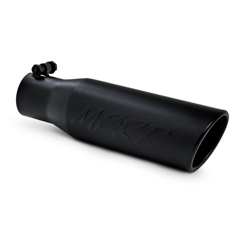 Ponta universal MBRP 3 pol. OD, extremidade laminada angular 2 entrada 12 comprimento - acabamento preto