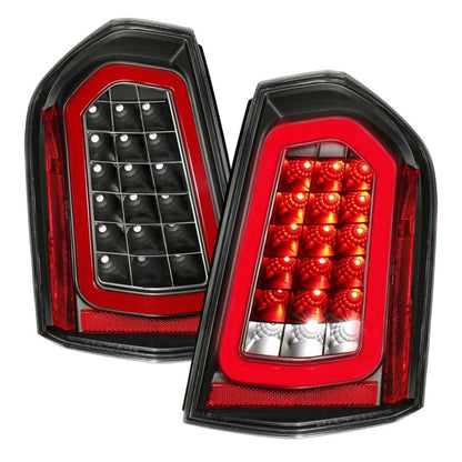 Lanternas traseiras de LED ANZO 11-14 Chrysler 300 pretas com sequencial
