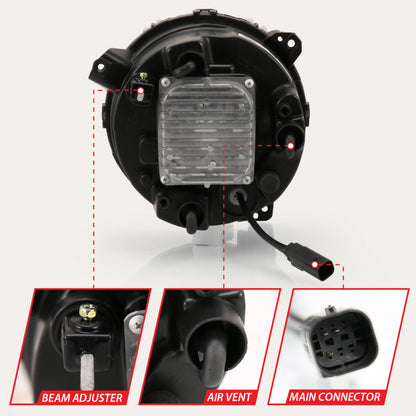 Projetor Full Led ANZO 2018-2019 Jeep Wrangler H.L Preto