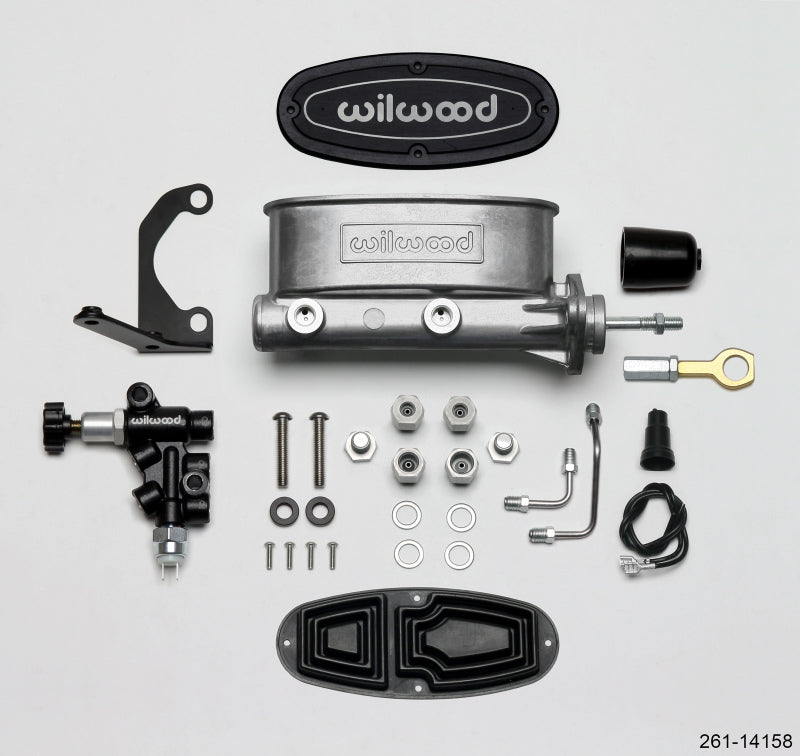 Kit Wilwood HV Tandem M/C com suporte L/H e válvula de propulsão - 15/16 pol. com diâmetro interno/Pushrod - Early Mustang