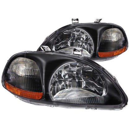 ANZO 1996-1998 Honda Civic Crystal Faróis pretos