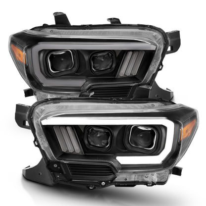 ANZO 2016-2017 Toyota Tacoma Faros delanteros proyectores con estilo tablón Switchback negro con ámbar