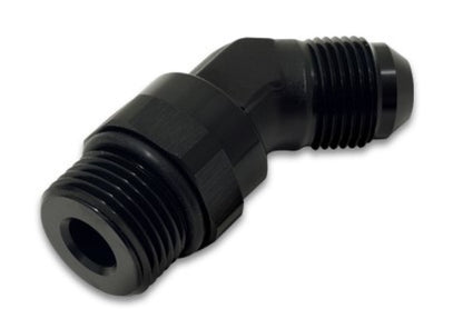 Vibrante -6AN Macho Flare a Macho -8AN ORB Giratorio Adaptador de 45 grados - Negro anodizado