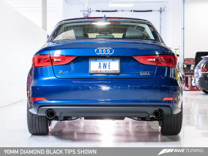 Escapamento AWE Tuning Audi 8V A3 Touring Edition - Saída Dupla Diamond Black 90 mm Pontas