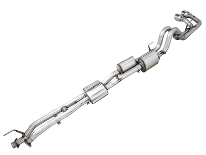 AWE 16-22 Toyota Tacoma 0FG Catback Escape con BashGuard - Puntas plateadas cromadas dobles