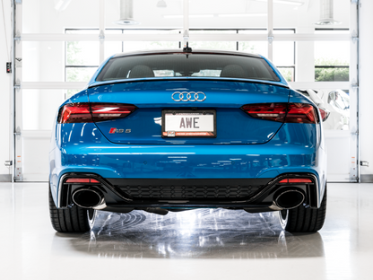 AWE Tuning Audi B9.5 RS5 Sportback Non-Resonated Touring Edition Escape - RS-Style Diamond Blk Tips