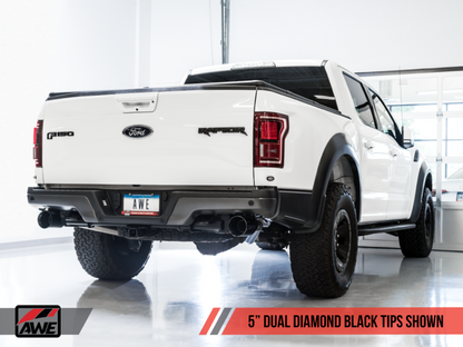 Kit de conversão de tubo de escape AWE Tuning 2017+ Ford Raptor com ponteiras pretas diamante