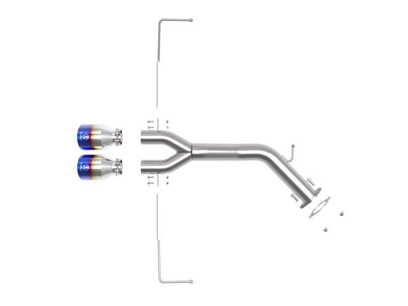 aFe Takeda 3in-2.5in 304 SS Axle-Back Escape c/Blue Flame Tip 19-20 Hyundai Veloster I4-1.6L(t)