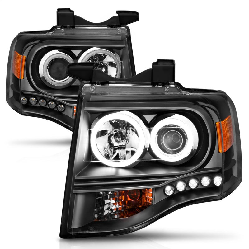 ANZO 2007-2014 Ford Expedition Projetor Faróis com Halo Preto