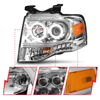 ANZO 2007-2014 Ford Expedition Projetor Faróis cromados
