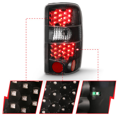 Lanternas traseiras de led ANZO 2000-2006 Chevrolet Tahoe pretas/transparentes