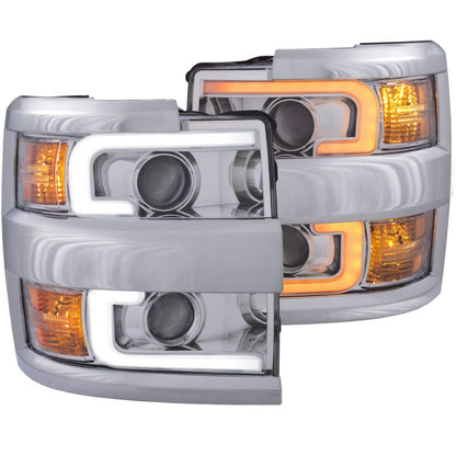 Faróis projetores ANZO 15-17 Chevrolet Silverado 2500HD / 3500HD Chrome com aro cromado
