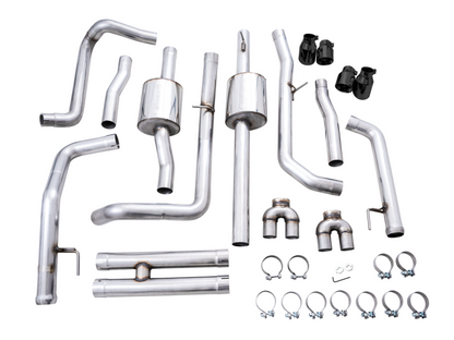 AWE Tuning 4th Gen GM 1500 6.2L 0FG Catback Split Saída traseira (com recortes de pára-choques) - Pontas Quad Diamond