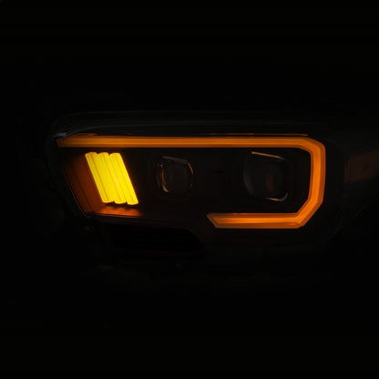 ANZO 2016-2017 Toyota Tacoma Projetor Faróis c/ Plank Style Switchback Preto c/ Âmbar c/ DRL