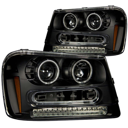 ANZO 2002-2009 Chevrolet Trailblazer Faróis projetores com halo preto