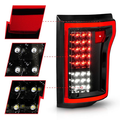 ANZO 2015-2016 Ford F-150 LED lanternas traseiras pretas