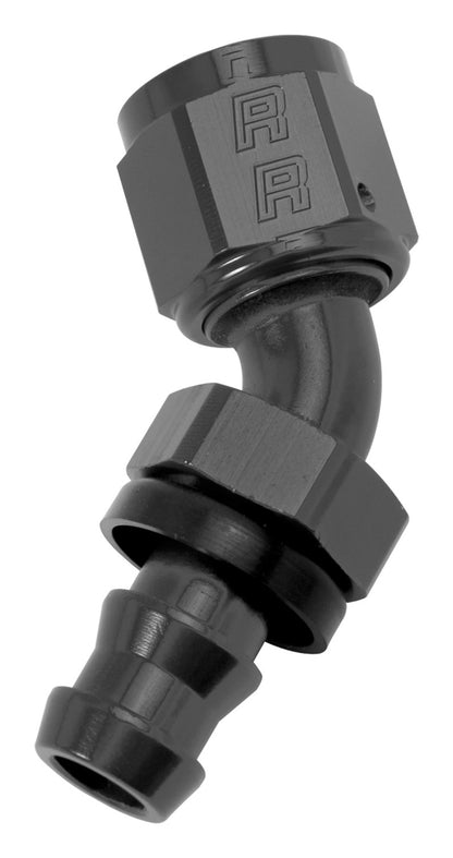 Russell Performance -6 AN Twist-Lok Extremo de manguera de 45 grados (negro)