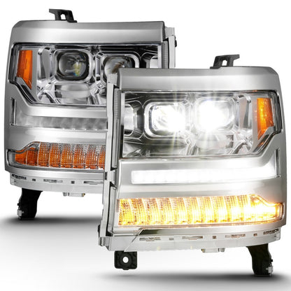 ANZO 14-15 GMC Sierra 1500/2500HD/3500HD Farol projetor estilo prancha - Caixa cromada