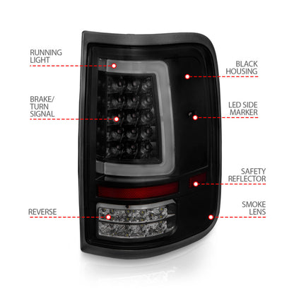 ANZO 2004-2006 Ford F-150 LED lanternas traseiras com barra de luz preta carcaça lente fumaça