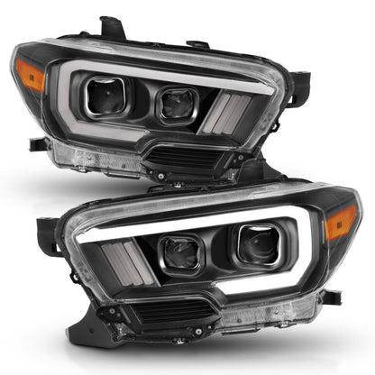 ANZO 2016-2017 Toyota Tacoma Projetor Faróis c/ Plank Style Switchback Preto c/ Âmbar c/ DRL
