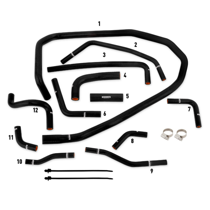 Mishimoto 2015 Subaru WRX Kit de mangueras auxiliares de refrigerante de radiador de silicona negra