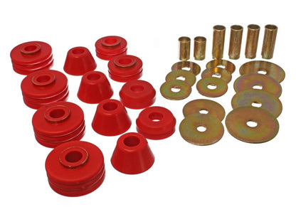 Energy Suspension 73-80 GM 1/2 Ton C-10/C1500 Pick Up 2WD Red Body (Cab) Mount Set Set