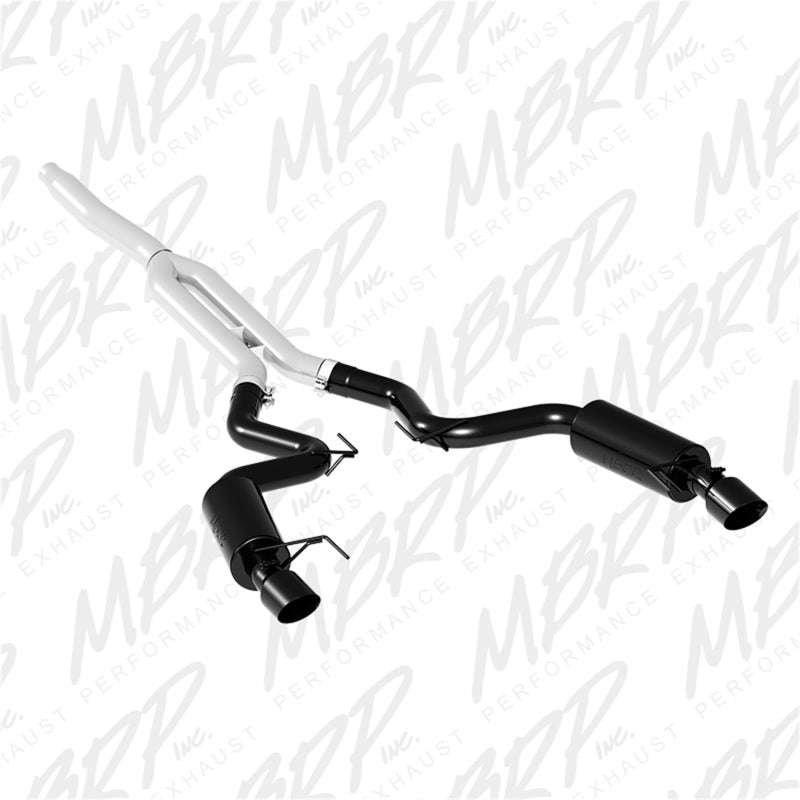 MBRP 15-18 Ford Mustang EcoBoost 2.3L Negro 3in Cat Back Doble salida trasera dividida (versión de calle)