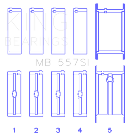 King Engine Bearings Small Block Chevy (Size STDX) Silicon Aluminum Bi-Metal Main Bearing Set