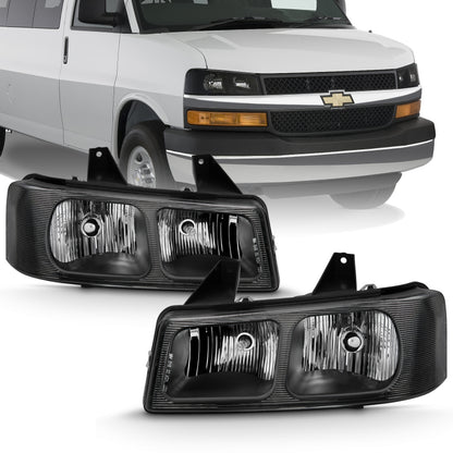 ANZO 2003-2017 Chevy Express Farol de cristal preto