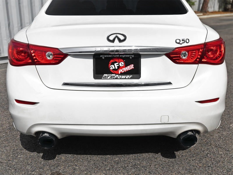aFe Takeda 2.5in 304 SS Axle-Back Exhaust com pontas pretas 16-18 Infiniti Q50 V6-3.0L (tt)