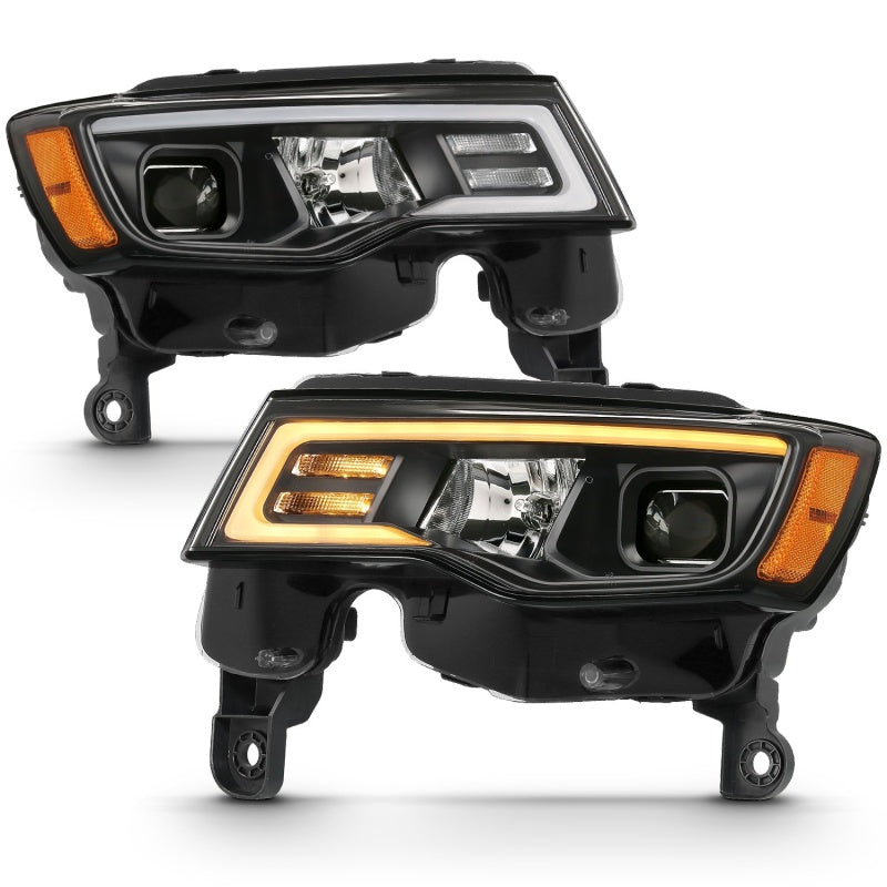 ANZO 2017-2018 Jeep Grand Cherokee Projetor Faróis c/ Plank Style Switchback - Preto c/ Âmbar